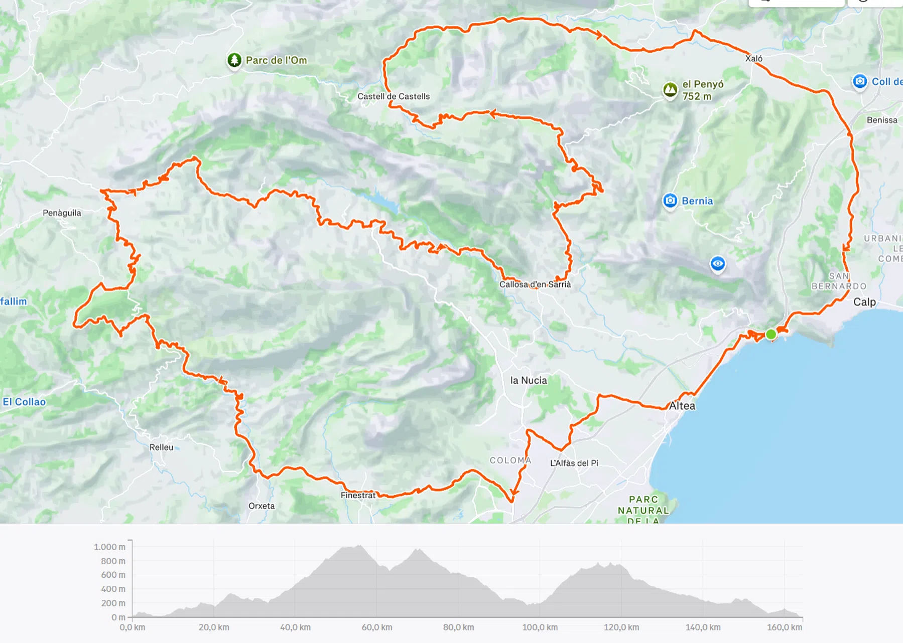 Een lange route van 165 kilometer met meer dan 3000 hoogtemeters